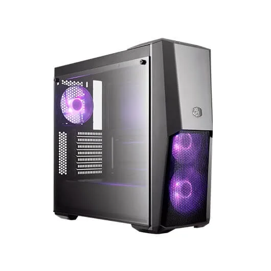 Cooler Master MasterBox 500 Caja PC - Media Torre, Frente FineMesh & Ventilador ARGB 120mm, Top Extraíble y Lateral de Vidrio Templado, Refrigeración y Capacidad Versátiles, Ventilador Trasero 120mm