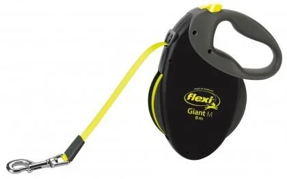 flexi® Giant S/M Cinta 8 m negro/amarillo neón, correa extensible para perros hasta máx. 25 kg