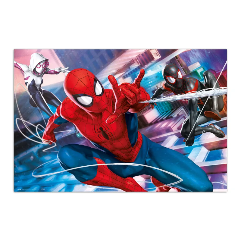 Grupo Erik Poster Marvel Spiderman Peter, Miles & Gwen - Laminas decorativas 61x91,5cm a todo color | Posters para pared ideal decoración habitación Marvel regalos