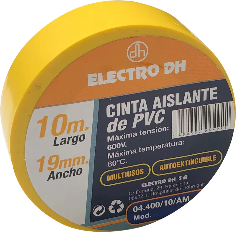 Cinta Aislante Pvc 19mmx10m Amarilla Dh 04.400/10/am