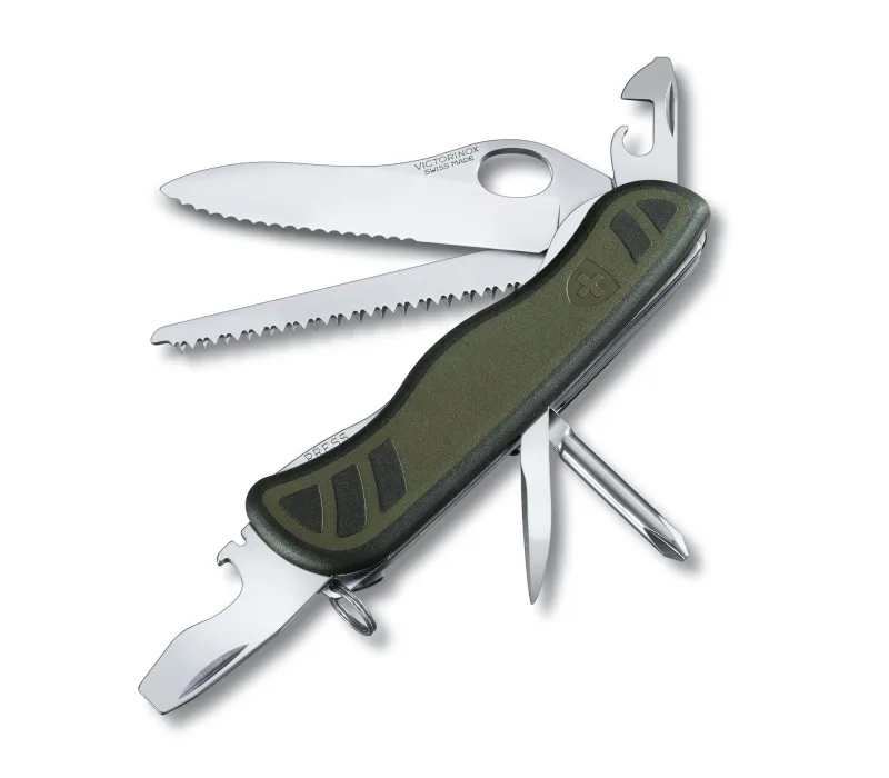 Navaja de bolsillo grande Victorinox del Soldado Suizo 08 - 0.8461.MWCH con 10 funciones Incluye una hoja grande con bloqueo para una mano con 2/3 de filo dentado.