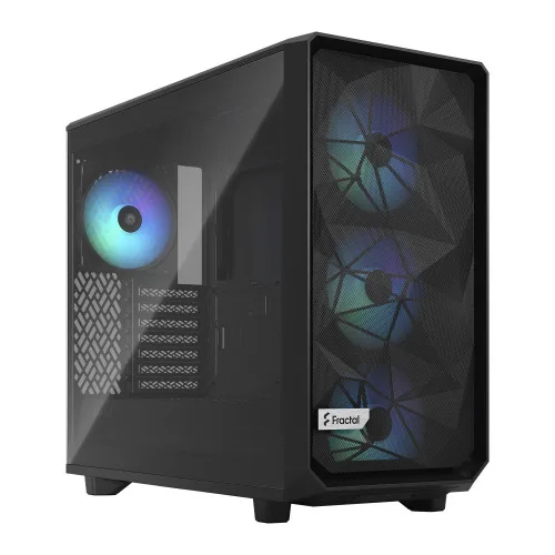 Fractal Design Meshify 2 Lite RGB Black ATX Flexible Light Tinted Tempered Glass Window Mid Tower Computer Case