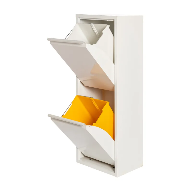 Cubo de basura y reciclaje Metálico de 2 compartimentos, 2x17L (34L) Blanco mate PAT 2