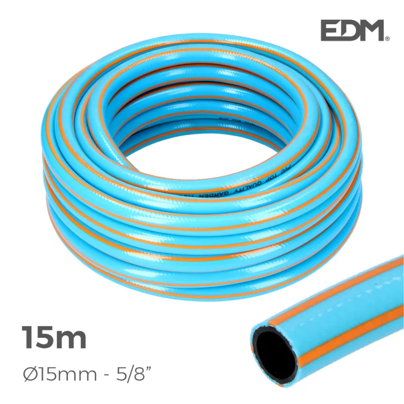 EDM 74080 Manguera Jardín Profesional con Ø INT 15 mm x Ø Ext 20 mm (5/8"), 15 m