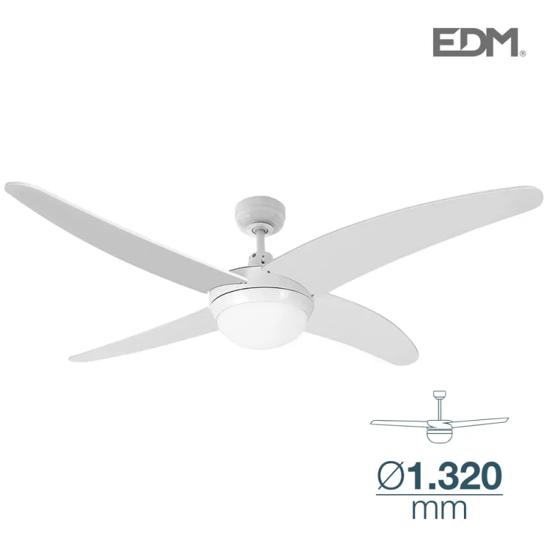 EDM 33806 Ventilador de Techo Modelo Caspio 60W, Blanco, 132 cm