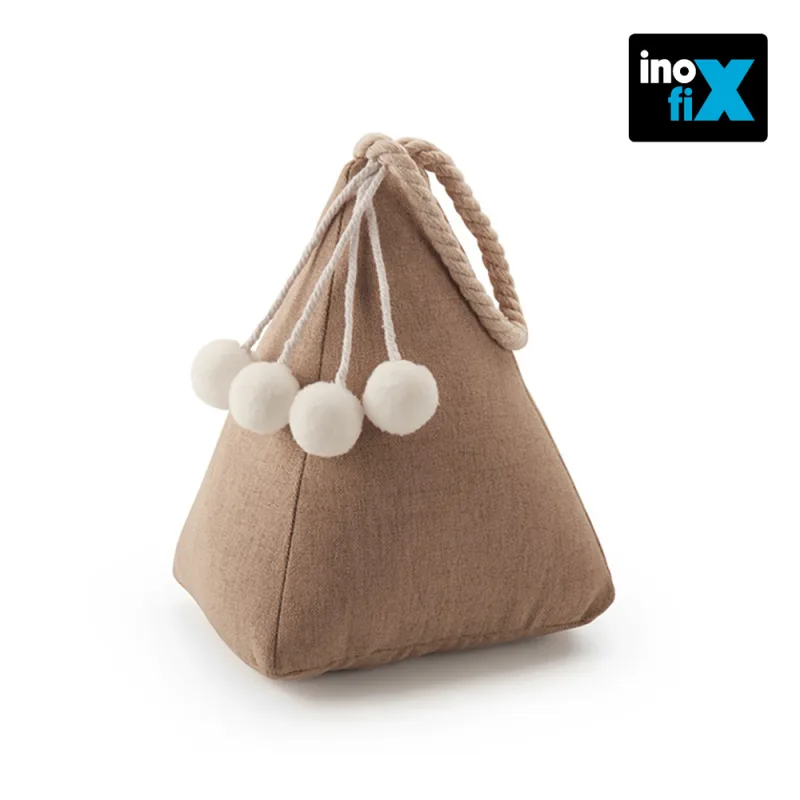 Inofix - Tope de puerta - Decorativo con forma de Saco- Uso interior - Peso de 1 kg para estabilidad sin dañar el suelo - Color Beige
