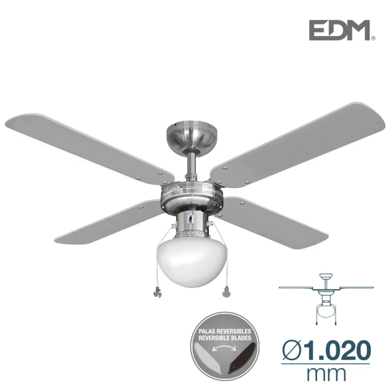 EDM 33801 Ventilador de Techo Modelo Caribe 50W, Cromado, 102 cm