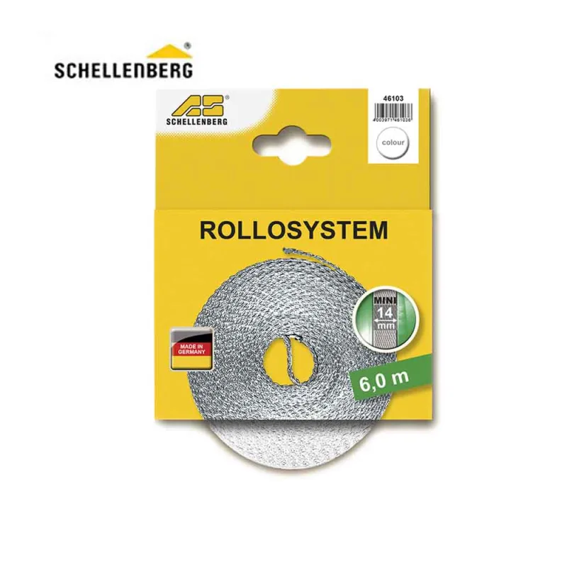 Schellenberg 46103 Cinta de persiana,14 mm de Ancho, 6 m, Color Blanco