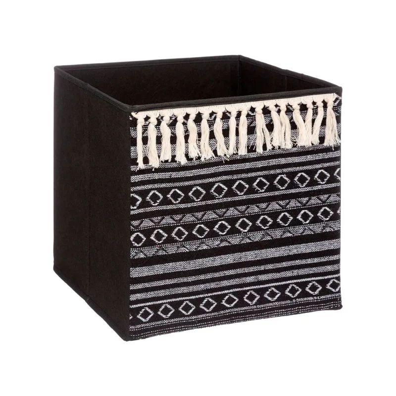 5 five simply smart Cesta de tela 31x31cm Mix N Modul borlas blancas y negras