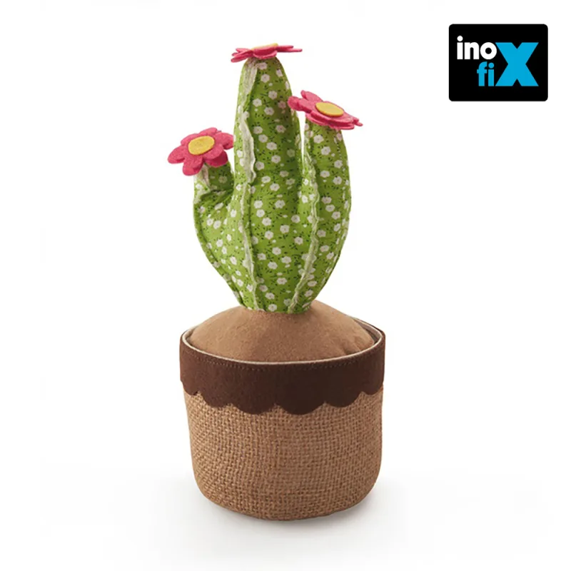 Inofix - Tope de puerta - Decorativo con forma de Cactus- Uso interior - Peso de 1 kg para estabilidad sin dañar el suelo - Color Verde