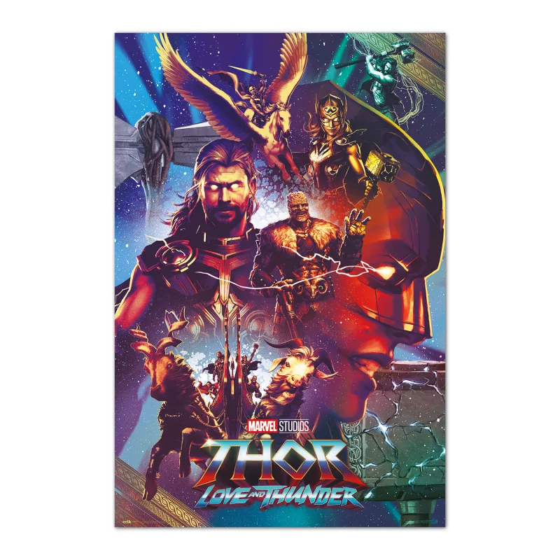 Grupo Erik Poster Marvel Thor love and thunder - Poster Thor - Laminas decorativas 61x91,5cm a todo color | Posters para pared ideal decoración habitación Marvel regalos