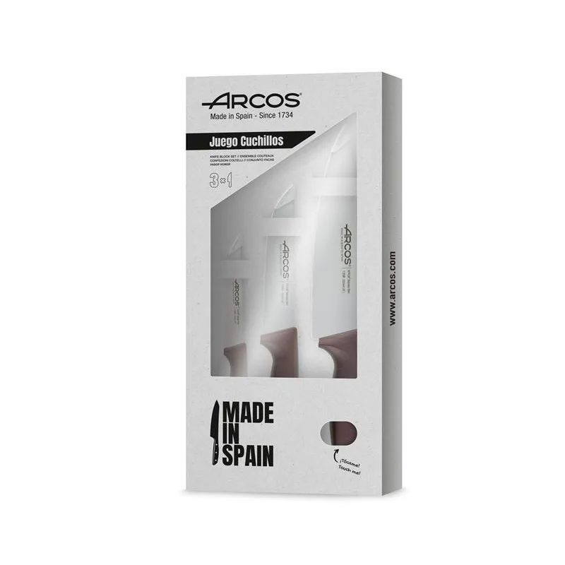 Set de tres cuchillos de cocina de color vino metalizado de la serie Niza