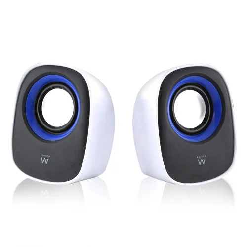 Ewent EW3513 - Sistema de altavoces 2.0 de escritorio (con alimentación USB) negro, azul, blanco