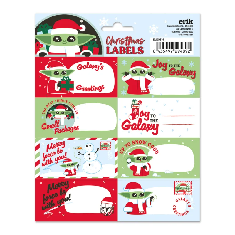 Grupo Erik Etiquetas adhesivas Navidad, Star Wars - Etiquetas regalo Navidad - Pegatinas Star Wars / 16 Etiquetas Navidad - Etiquetas regalo - Pegatinas navidad regalos