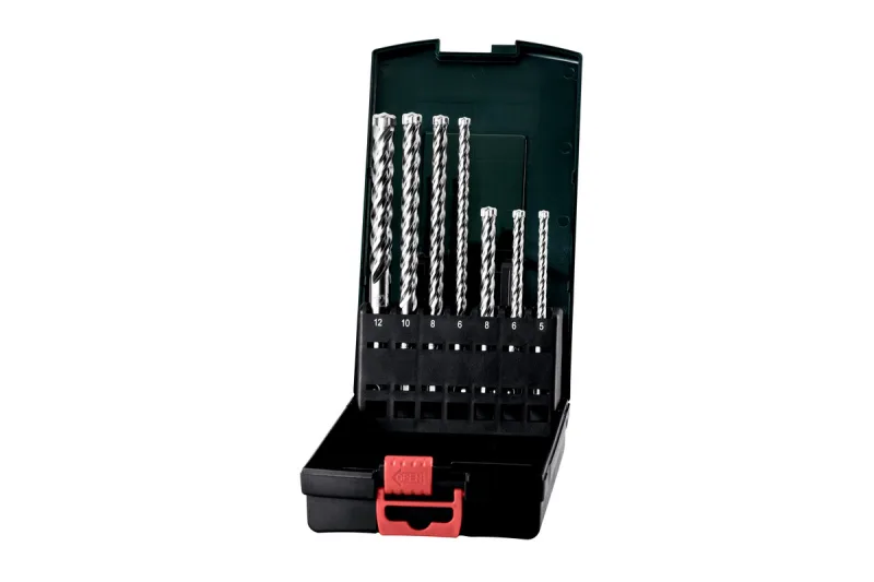 Metabo 626245000 626245000-Estuche de Brocas SDS-Plus Pro 4" Premium, Ø 5 x 115 mm 6 x 115 mm 8 x 115 mm 6 x 165 mm 8 x 165 mm 10 x 165 mm 12 x 160 mm, Set de 7 Piezas