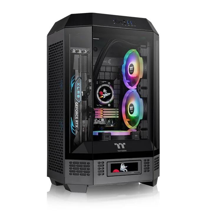 Thermaltake The Tower 300 | Micro Tower m-ATX Octogonal | 2 Ventiladores de 140mm Preinstalados | Ventilación Vertical | Compatible con Radiador de 420mm y hasta 8 Ventiladores | Negro
