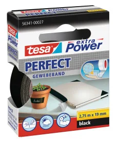 Tesa extra Power - Cinta adhesiva (2,75 m x 19 mm), color negro