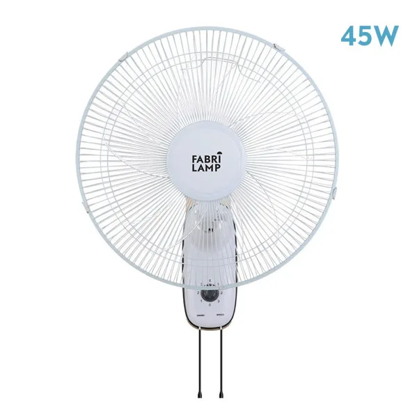 FABRILAMP CUDO ventilador de pared para interior doméstico, 45W, 5 aspas transparentes, 3 velocidades, oscilante, cabezal orientable, color blanco