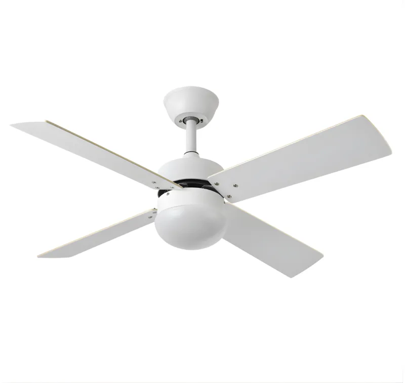 Ventilador de techo DC, Sofia, blanco con 4 aspas reversibles blanco/haya 107 cm, 2xE27, mando a distancia y temporizador, diseño elegante y eficiente, color blanco