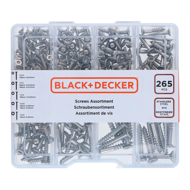 Black & Decker Kit de Tornillos Torx 265 Piezas