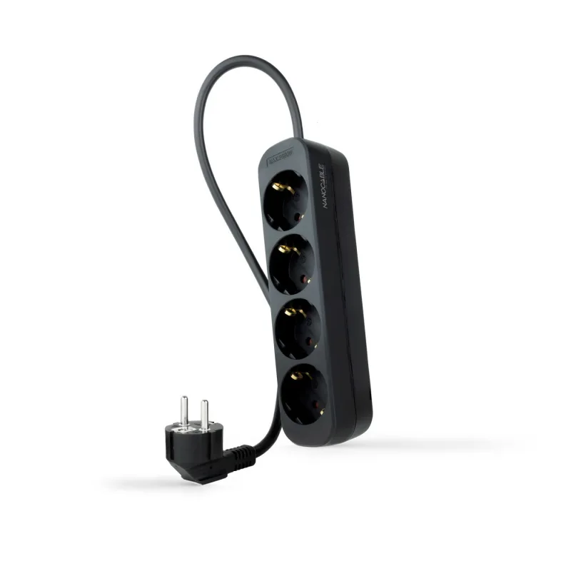 Base Multiple 4 Enchufes Cable 1,4m Negra 10.37.0004-ns-bk