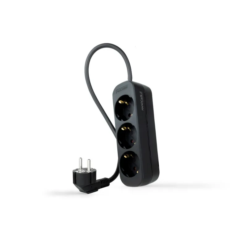 Base Multiple 3 Enchufes Cable 1,4m Negra 10.38.0003-ns-bk