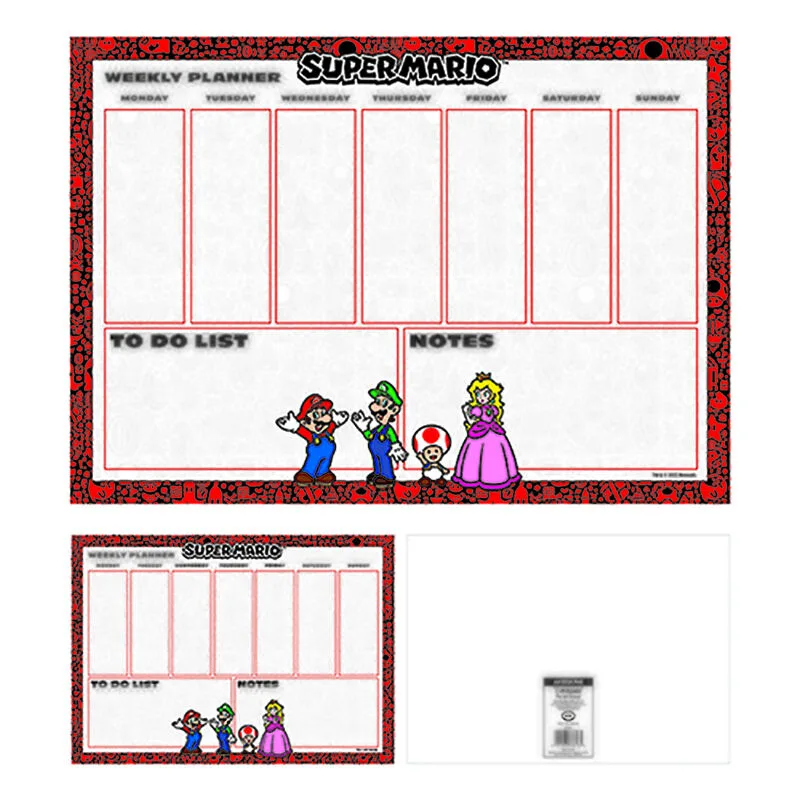 Super Mario - Planificador semanal (diseño central) A4 planificador diario de escritorio - Producto oficial
