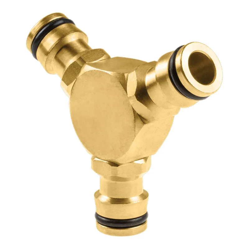 Cellfast Conector en Y de latón, Brass Conector de tubería de latón, 1/2" o 3/4", 52-845