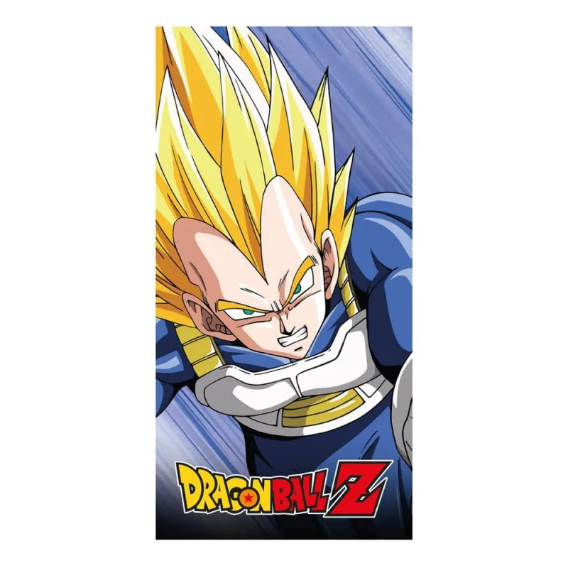 Toalla Infantil de Dragon Ball - Multicolor - 70x140cm - Elaborada con 100% Poliéster de 240 gsm - Toalla Pequeña - Estampado de Vegeta - Producto Original Diseñado en España