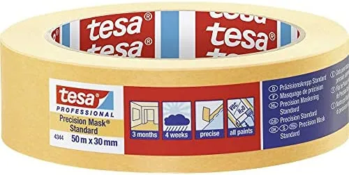 TESA Professional 4344 50 m Cinta de pintor multiusos Apto para uso en interior Adecuado para uso en exteriores Papel Naranja