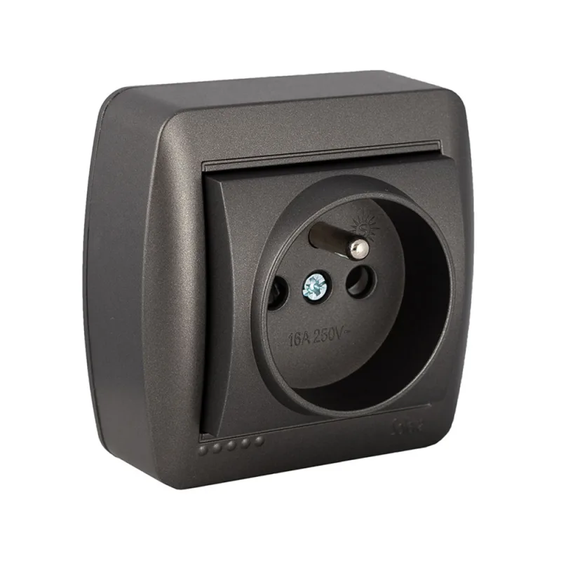 Solera Base de Enchufe Mural 2p+t Grafito 16 A 250 V Francés