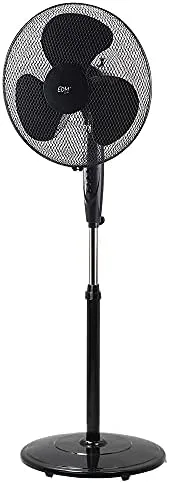 Ventilador de pie con base circular negro potencia: 45w aspas: ø40cm altura regulable 110-130cm edm