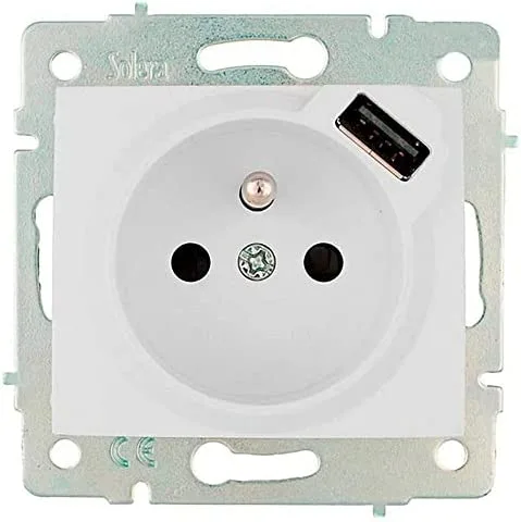 SOLERA BASE BIPOLAR CON T/T LATERAL 16A 250V CON USB CON OBTURADOR S.EUROPA