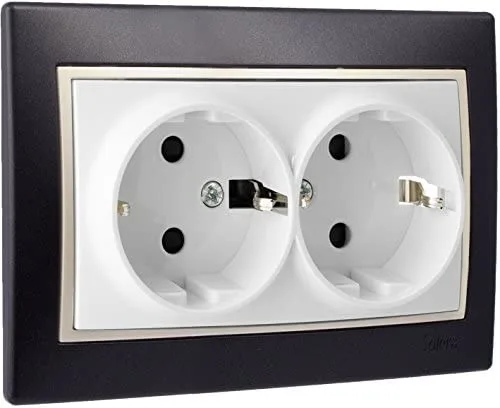 Base Bipolar Fija Doble 2P+T 16A Negro S.Europa SOLERA