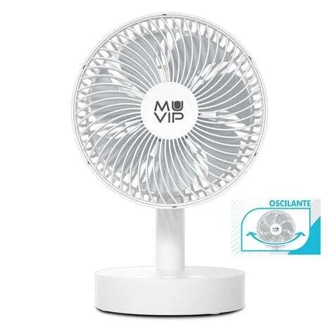 MUVIP Ventilador Portátil Plegable 8" Oscilante con Batería Recargable 3600mAh, 4 Velocidades, USB Tipo C, Compacto y Ajustable - Ideal para Hogar y Oficina