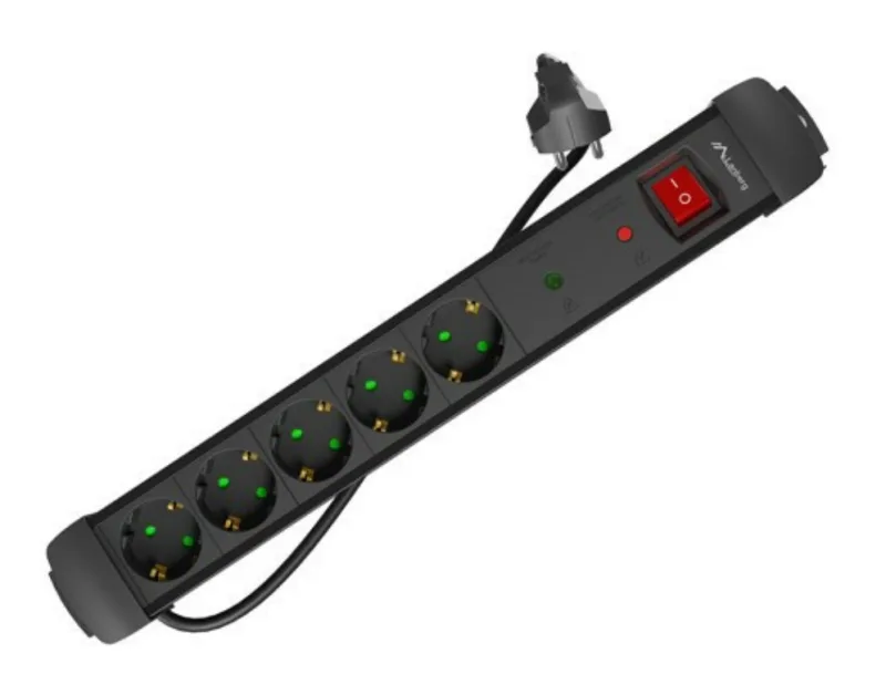 Lanberg SP1-05F-0150-BK base múltiple 1,5 m 5 salidas AC Interior Negro