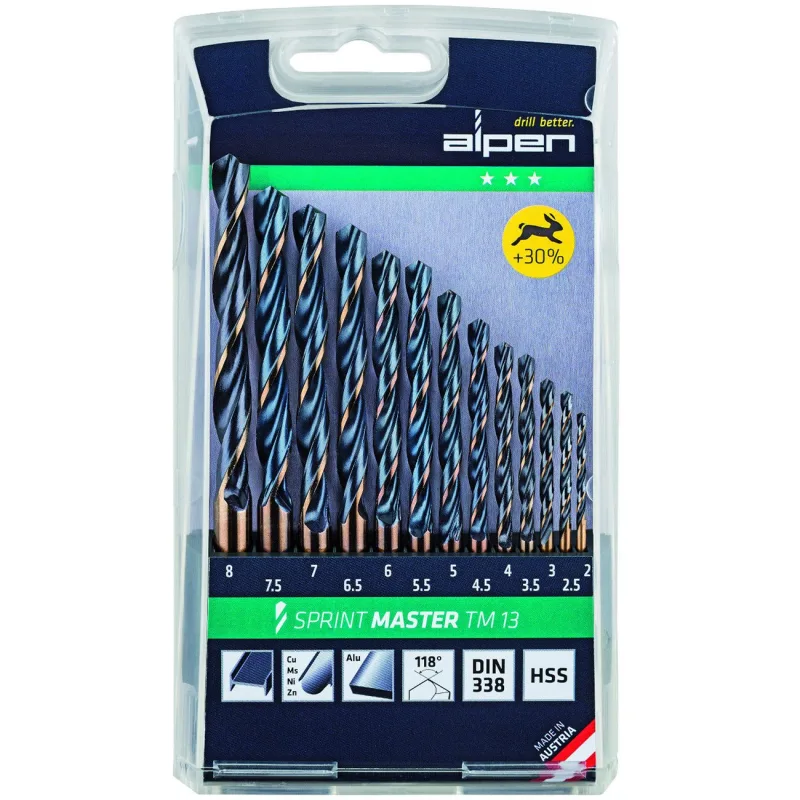 Alpen 811102100 - Maletín para brocas "Sprint Master" TM, 0 V, gris, 2-8 x 0,5 mm