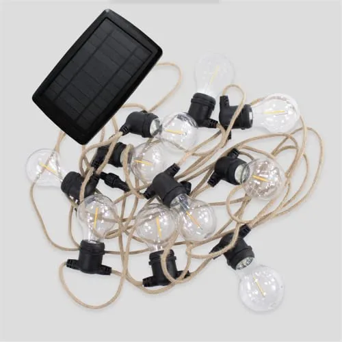 Allegra-Guirnalda luminosa solar y recargable de exterior con 10 luces LED de yute New Garden