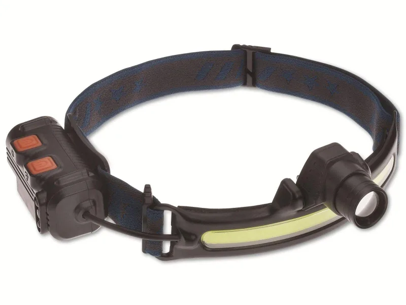 TFA Dostmann Linterna LED Lumatic Head 43.2038.01 recargable superbrillante linterna frontal para pesca, correr, manualidades, camping, a prueba de salpicaduras, color negro