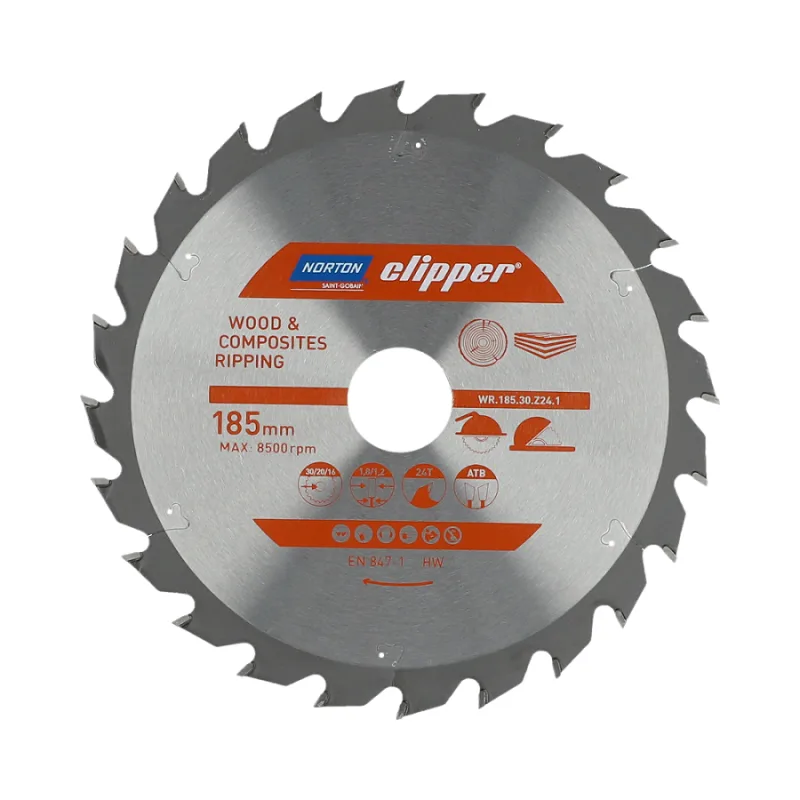 Sierra circular Norton Clipper NORTON 185 mm (1,8 / 1,2) Corte de madera y materiales compuestos | Dientes de carburo | Alta precisión | Baja vibración y ruido