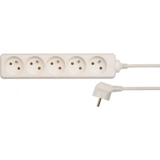 VOREL 72510 - cable de extensión con conexión a tierra/blanco / 5 cuencas de 5m