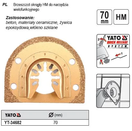 Yato YT-34682 accesorio para herramienta inalámbrica Cuchilla reemplazable Oro, Amarillo