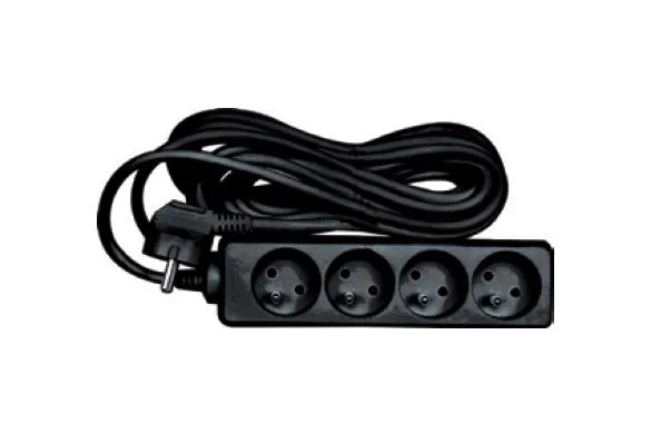 VOREL 72615 - cable de extensión con conexión a tierra/negro / 3-enchufes 1.5m