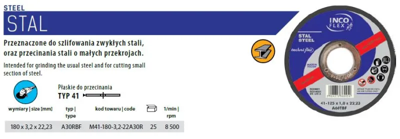 Incoflex disco de corte para metal 180 x 3,2 x 22,2 mm - Corte preciso y duradero para metales