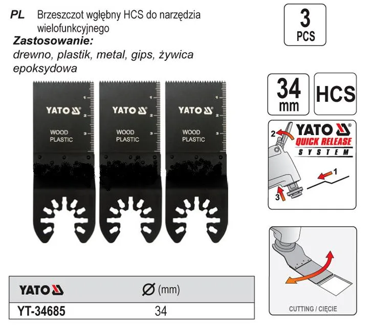 Yato YT-34685 accesorio para herramienta multifunción Juego de aspas