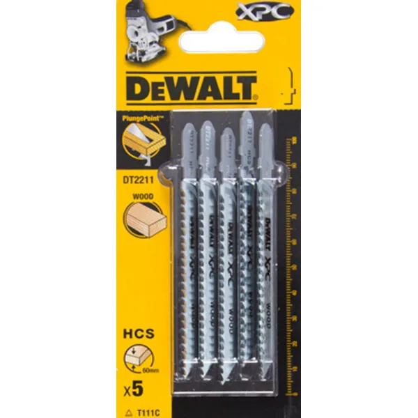 DeWalt DT2211-QZ - Hoja de sierra de calar XPC, longitud de 100 mm, paso de diente de 3,1 mm, para cortes en madera, aglomerado, contrachapado, laminado y plástico
