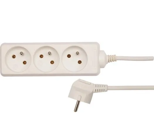VOREL 72504 - cable de extensión con conexión a tierra/blanco / 3-enchufes 3m