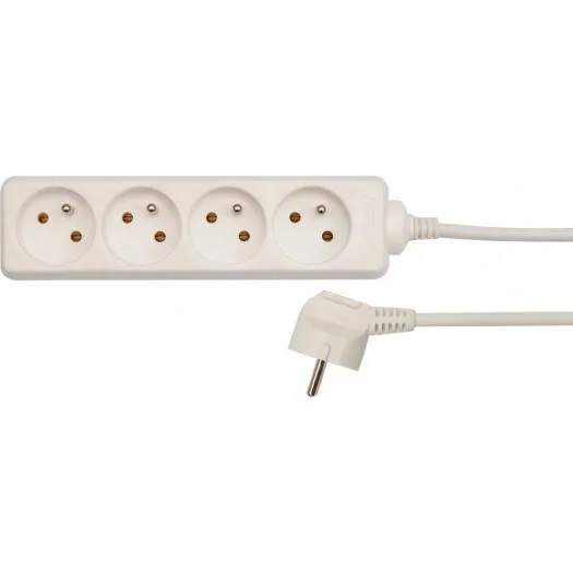 VOREL 72509 - cable de extensión con conexión a tierra/blanco / 4-sockets 5m