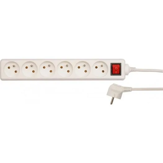 VOREL 72531 - cable de extensión con conexión a tierra/blanco / 6 con el interruptor de enchufe 3m