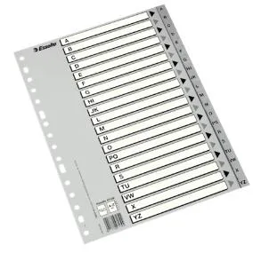 Esselte Abecedarios de plástico, PP, Tamaño A4, Gama ECO, Gris, 47140